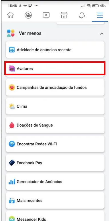 Crie e personalize seu avatar no Facebook.